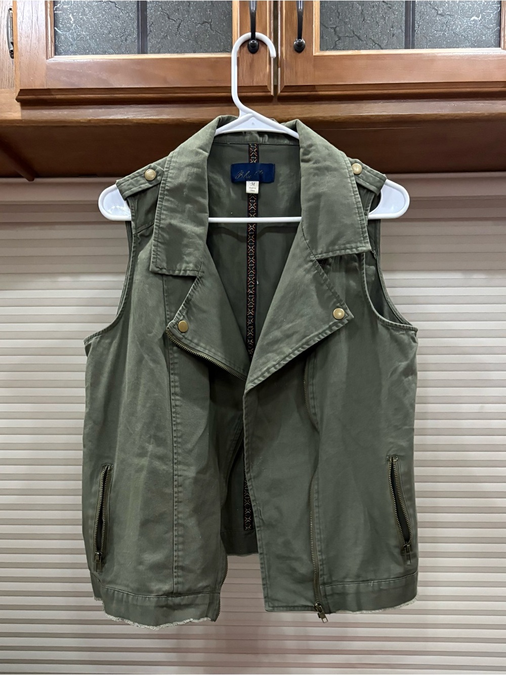 Blue Rain Olive Green Utility Vest with Zip Pockets